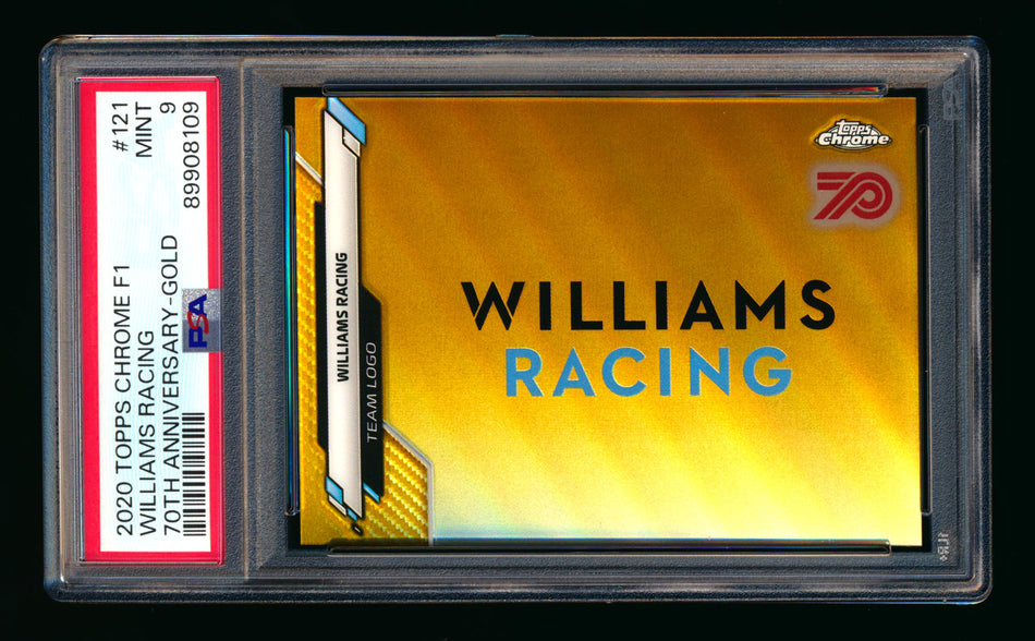 2020 Topps Chrome F1 #121 Williams Racing Team Logo RC 70th Anniversary Gold Refractor PSA 9