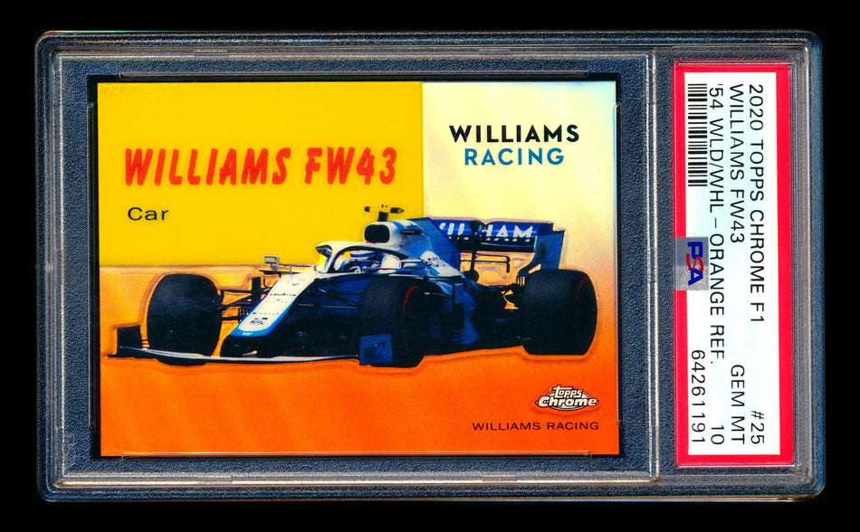 2020 Topps Chrome F1 1954 World on Wheels #54W-25 Williams FW43 RC Orange Refractor #20/25 PSA 10