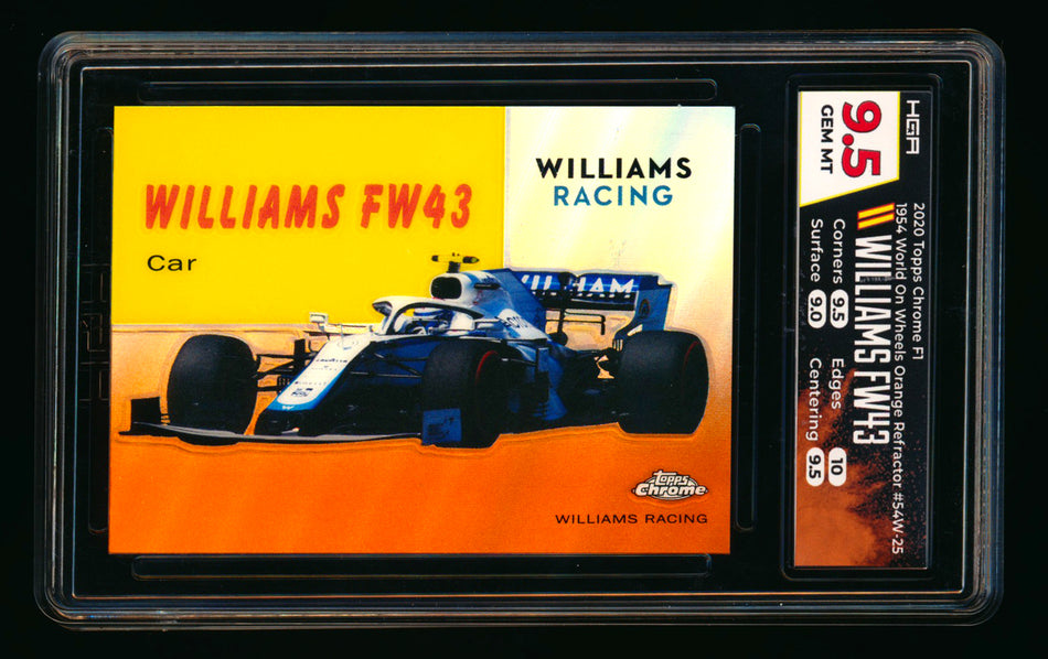 2020 Topps Chrome F1 1954 World on Wheels #54W-25 Williams FW43 RC Orange Refractor #04/25 HGA 9.5