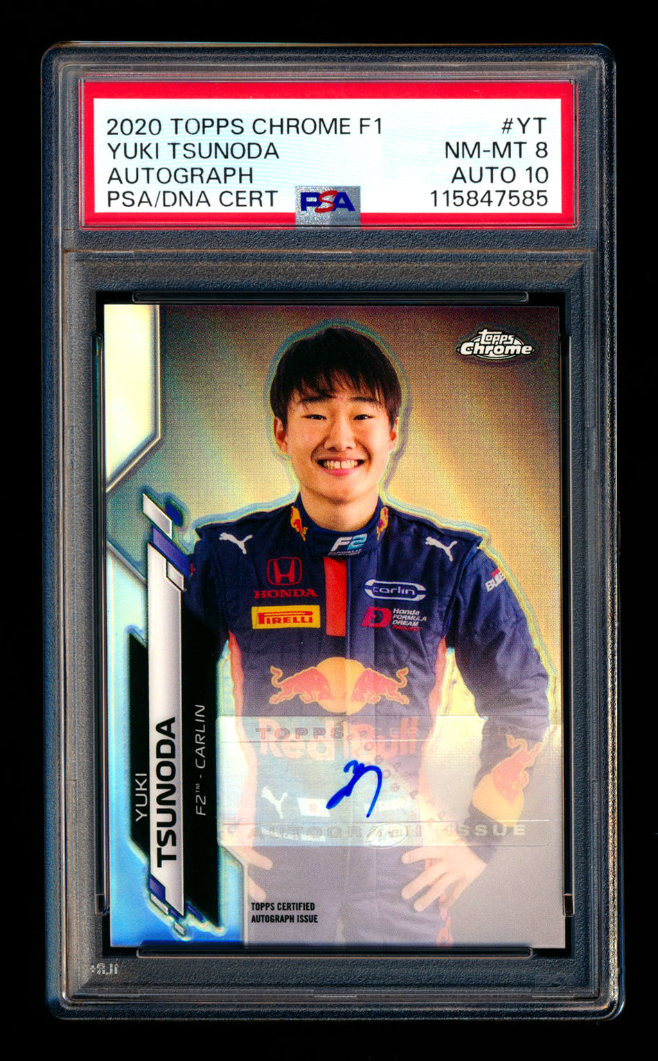 2020 Topps Chrome F1 #F1A-YT Yuki Tsunoda RC Refractor Autograph #299/541 PSA 8 DNA 10 ** (SOLD eBay - $199.00 - 12/19/2025) **