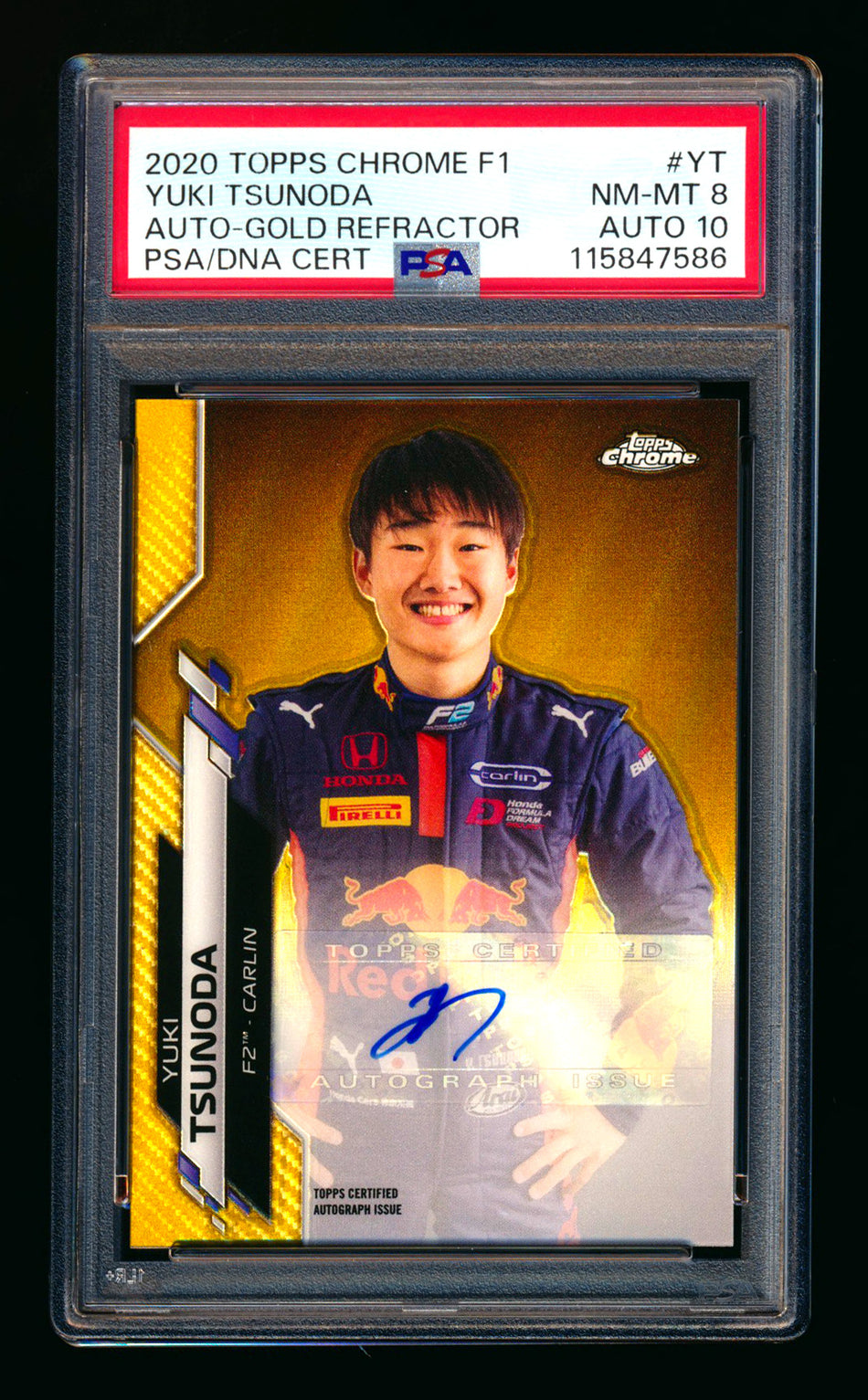 2020 Topps Chrome F1 #F1A-YT Yuki Tsunoda RC Gold Refractor Autograph #29/50 PSA 8 DNA 10 ** (SOLD - $249.00 - 12/12/2025) **