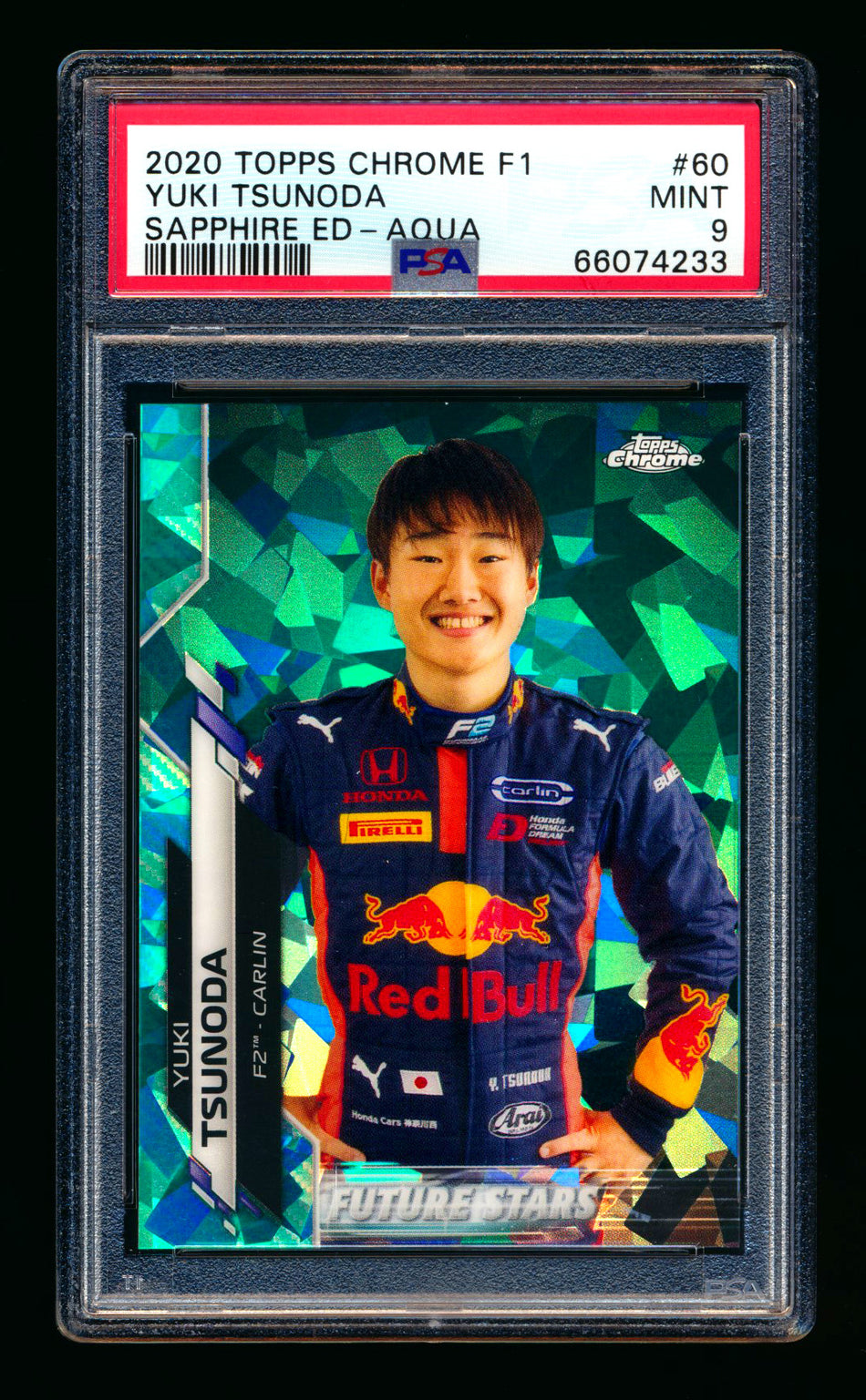 2020 Topps Chrome Sapphire F1 #60 Yuki Tsunoda RC Aqua Refractor #61/99 PSA 9 ** (SOLD - $49.00 - 11/29/2024) **