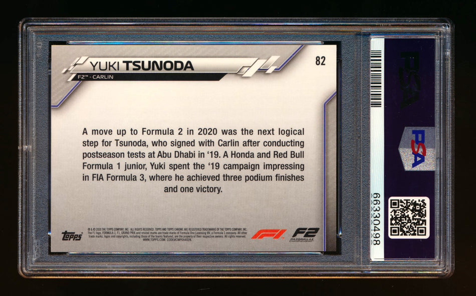 2020 Topps Chrome F1 #82 Yuki Tsunoda RC 70th Anniversary Orange Refractor PSA 9 ** (SOLD - $26.00 - 12/30/2024) **