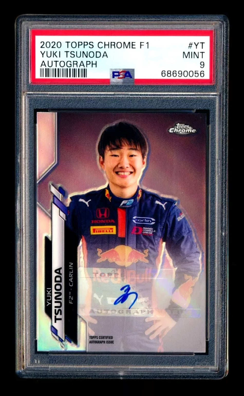 2020 Topps Chrome F1 #F1A-YT Yuki Tsunoda RC Refractor Autograph #293/541 PSA 9