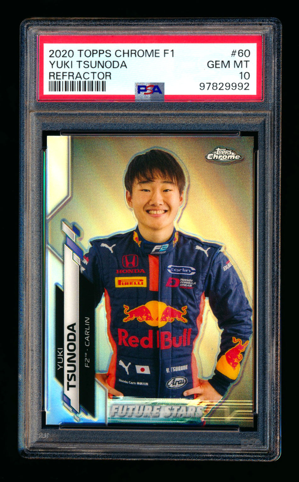 2020 Topps Chrome F1 #60 Yuki Tsunoda RC Refractor PSA 10